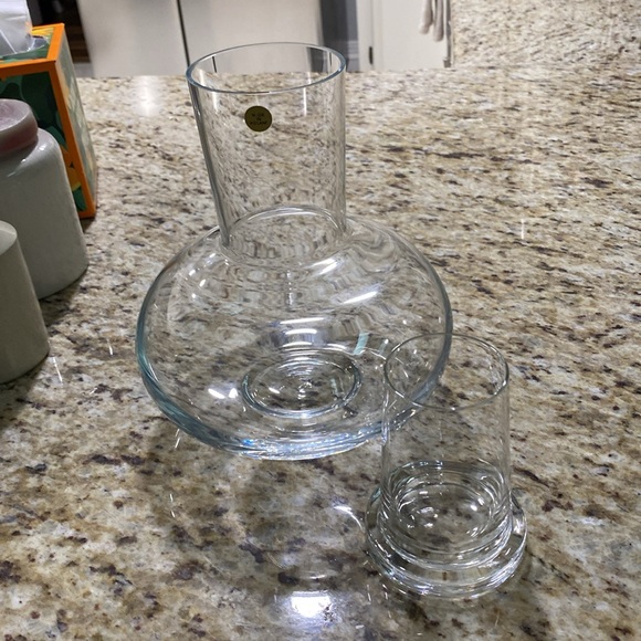 Polish Clear Glass Tumble Up Bedside Carafe Water Carafe Hotel Style Elegant - Picture 2 of 11